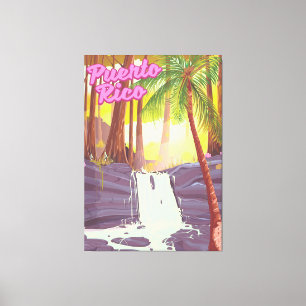 Toile Affiche de voyage Porto Rico Tropical Palm
