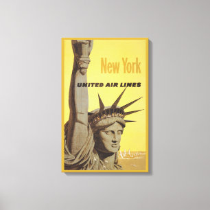 Toile Affiche De Voyage Pour New York, United Air Lines