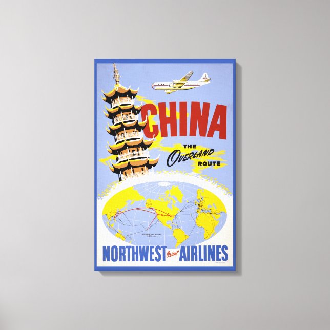 Toile Affiche de voyage pour Northwest Orient Airlines (Recto)