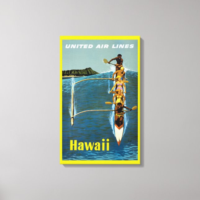 Toile Affiche De Voyage Pour United Air Lines Vers Hawai (Recto)