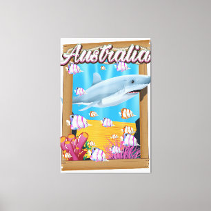 Toile Affiche de voyage sous-marine de requin d'Australi