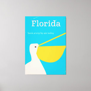 Toile affiche de voyage vintage Florida Pelican