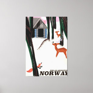 Toile Affiche de voyage vintage Norvège paysage