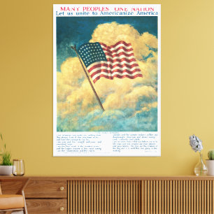 Toile Affiche historique du drapeau américain patriotiqu
