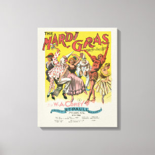 Toile Affiche jaune antique Mardi Gras