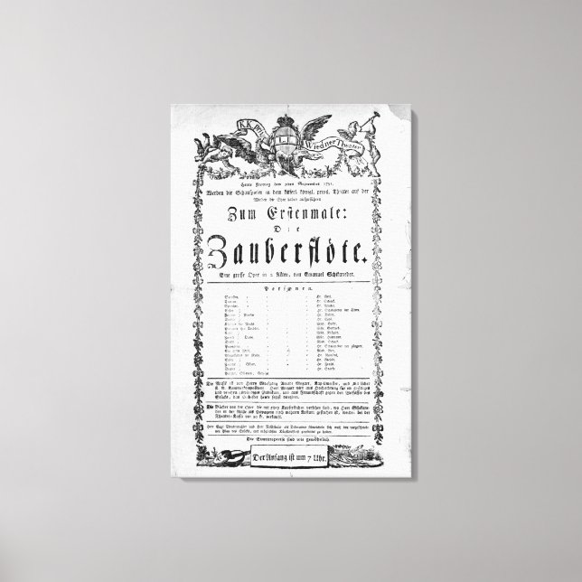 Toile Affiche publicitaire de "La Flûte magique" (Recto)