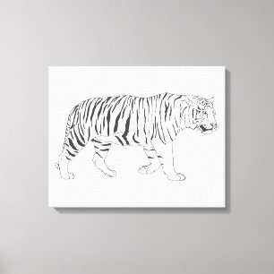 Toile Affiche tirée par la main de dessin de tigre
