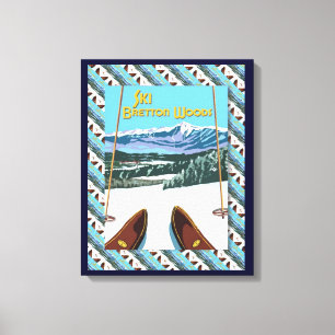 Toile Affiche vintage de ski, ski Bretton Woods
