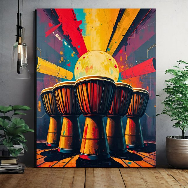 Toile African Drums Wall Art - Bold Abstrait Music Print (Créateur téléchargé)