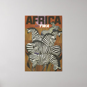 Toile Afrique Poster Vintage voyage Zebra Safari