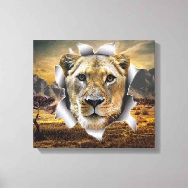 Toile Afrique-Safari Lioness Wildlife-Art (Recto)