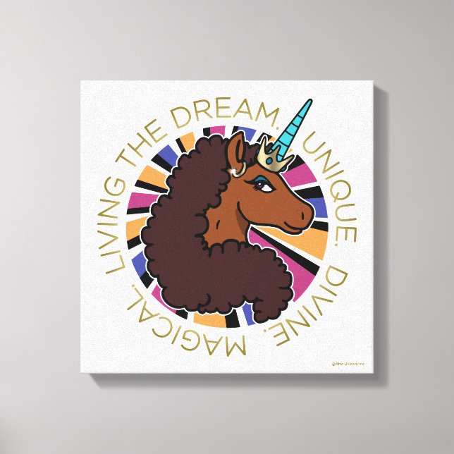 Toile Afro Unicorn Living the Dream Design (Recto)