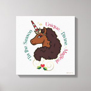 Toile Afro Unicorn 'Tis Season Holiday Unicorn