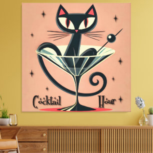 Toile Âge atomique Futuriste de l'espace Noir Cat Martin
