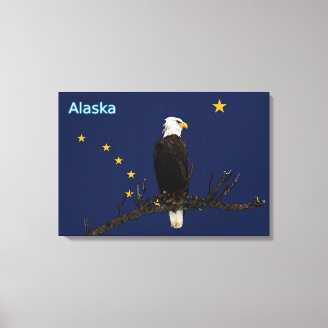 Toile Aigle Et Drapeau De L'Alaska (Recto)