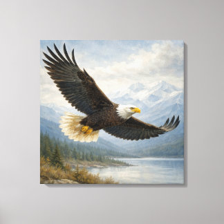 Toile Aigle faune volant lac