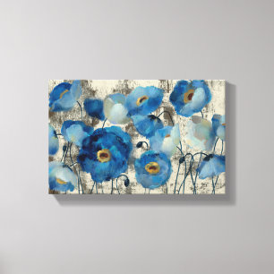 Toile Aigue-marine florale