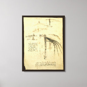 Toile Aile sur la machine volante croquis par Leonardo d