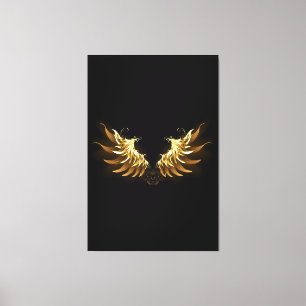 Toile Ailes d'Ange d'or sur arrière - plan noir