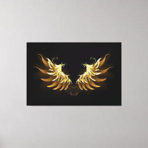 Toile Ailes d'Ange d'or sur arrière - plan noir