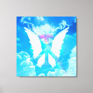 Toile Ailes d'ange et signe de paix
