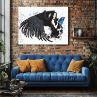 Ailes d'ange gothiques Chat noir Fée bleue