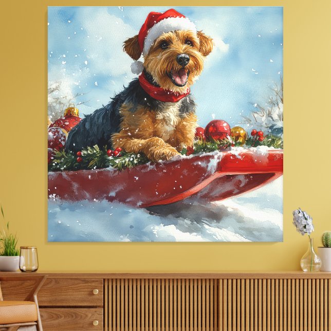 Toile Airedale Chien dans la boue Laisser neiger Noël (Insitu(Salon))