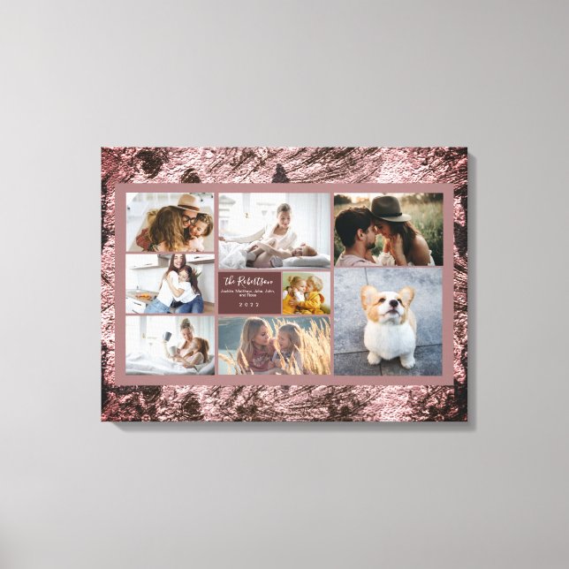 Toile Ajouter 8 Photos Rose Gold Texture motif floral (Recto)