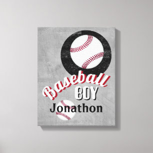 Toile ajouter un nom baseball boy grey personnaliser