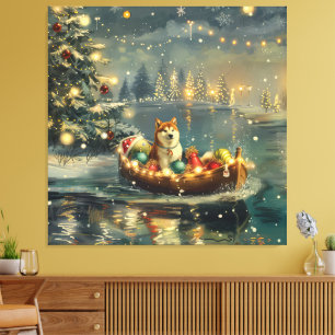 Toile Akita Christmas Festive Voyage