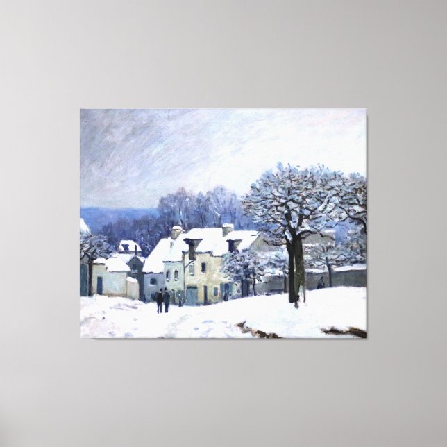 Toile Alfred Sisley Place du Chenil à Marly, neige (Recto)