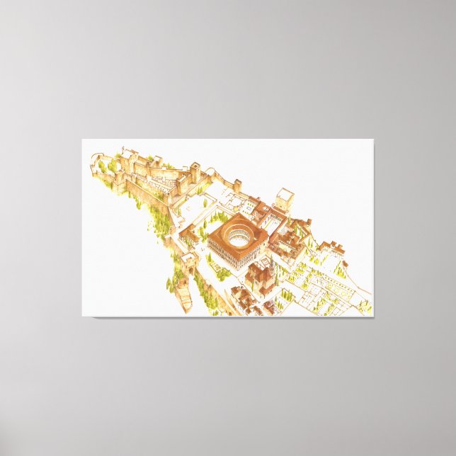 Toile Alhambra Grenade Espagne. Château et palais (Recto)