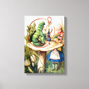 Toile Alice et Caterpillar au pays des merveilles