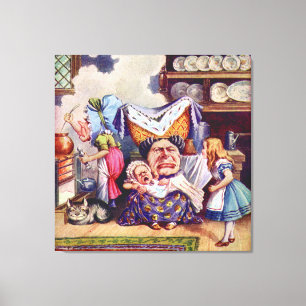 Toile Alice, la duchesse et le bébé cochon dans la cuisi