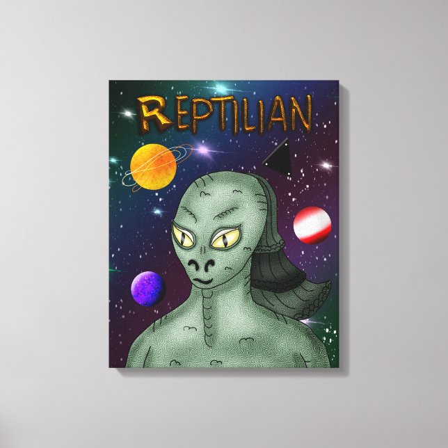 Toile Alien reptilien avec l'espace extra-atmosphérique (Recto)