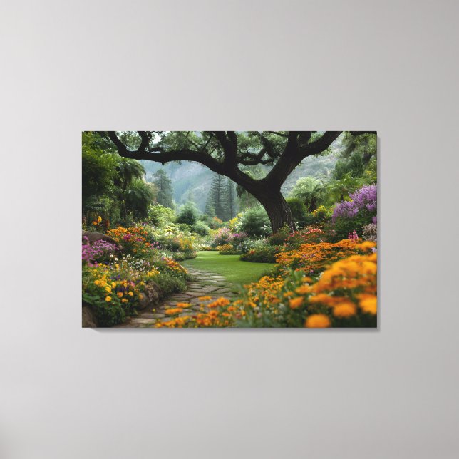 Toile Allée de jardin sous la majestueuse tonnelle fleur (Recto)