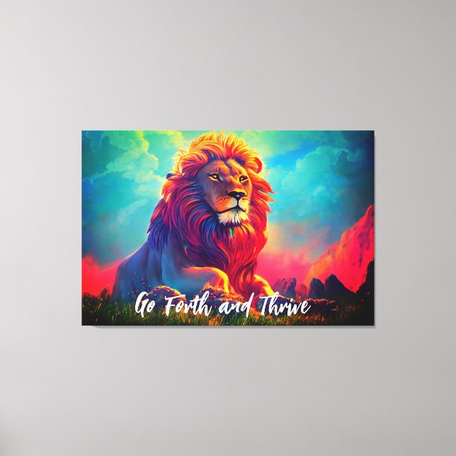 Toile Aller de l'avant et prospérer Majestic Lion Inspir (Recto)