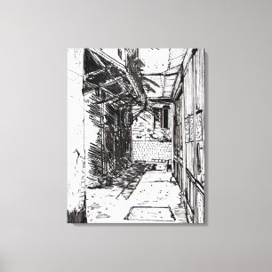 Toile Alleyway Saigon Vietnam Cityscape Stylo et encre A