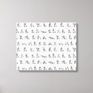 Toile Alphabet de langue des signes américaine en noir