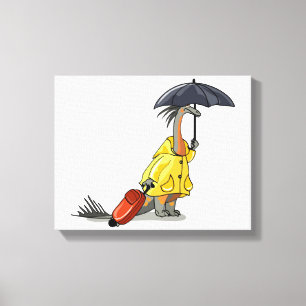 Toile Amargasaurus Portant Un Parapluie Et Une Valise.