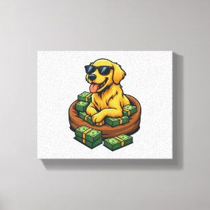 Toile Amateur de chien drôle Golden Retriever Pile d'arg