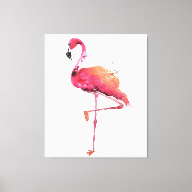 Toile Amateurs de Flamant rose aquarelle | Amoureux de F (Recto)