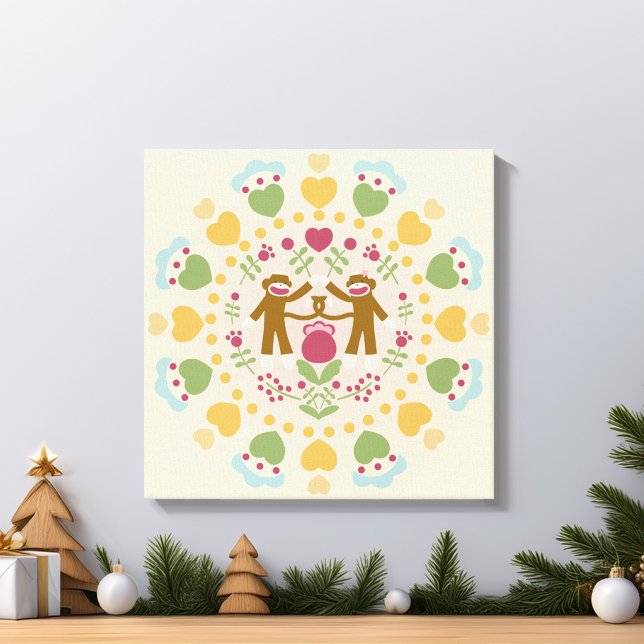 Toile Amateurs de singes de choq dans un jardin folklori (Créateur téléchargé)