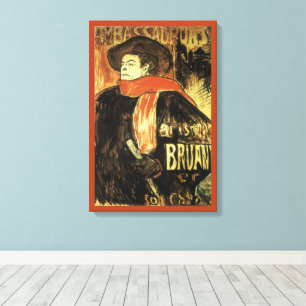 Toile Ambassadeurs, Aristide Bruant par Toulouse Lautrec
