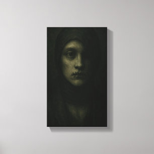 Toile Âme Silencieuse - Portrait Symbolique foncé