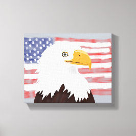 Toile American Bald Eagle and Flag - transparent sur gri
