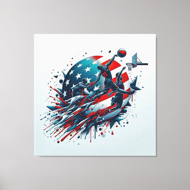 Toile American Basketball - Acrylique Mur Art (Recto)