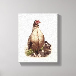 Toile American Game Hen et poulets de bébé