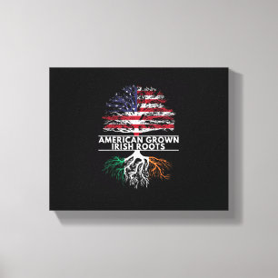 Toile American Grown Irish Roots Flag Irlande ST. PATRIQ