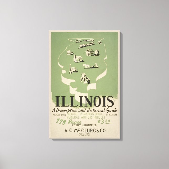 Toile American Guide Series Volume On Illinois. (Recto)